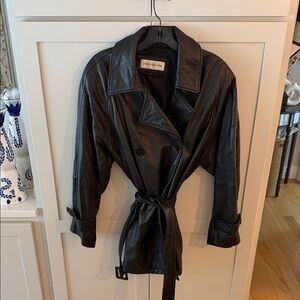 Jones New York Double-Breasted Black Leather Jacket